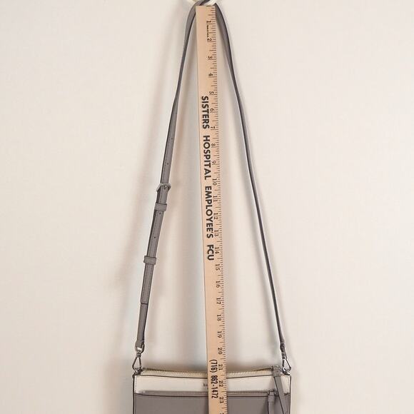 Kate Spade Cameron Double Zip Gray Leather Adjustable Crossbody Bag Purse - Picture 4 of 14